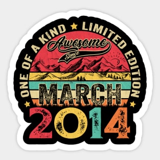 10 Years Old Awesome Since March 2014 10th Birthday Sticker